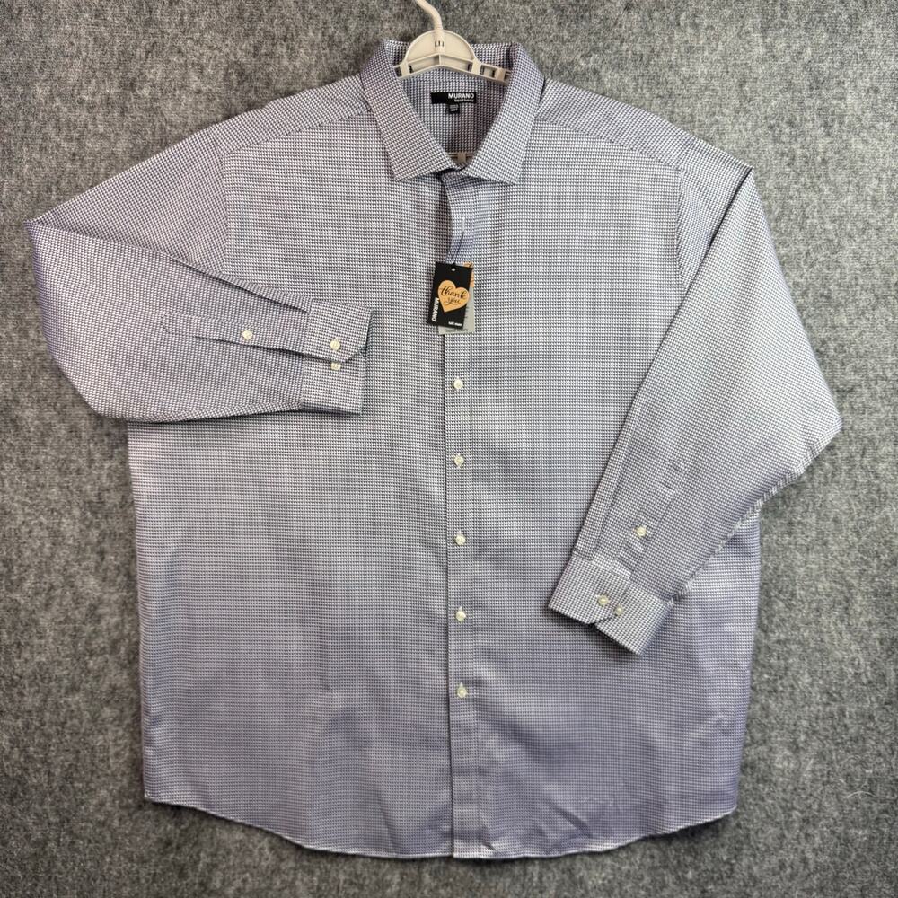 Murano Men's Button Up Shirt 4XT Big Tall Blue Geometric 100% Cotton